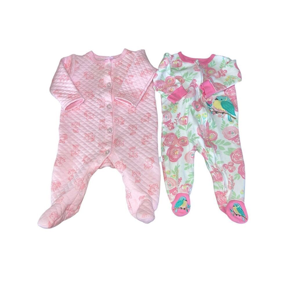 2 Koala Baby girl 3-6 months one piece sleep button up zip up bodysuit jumper